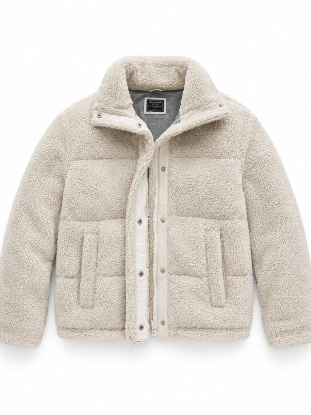 Abercrombie & Fitch Cream Sherpa Zip-Front Jacket